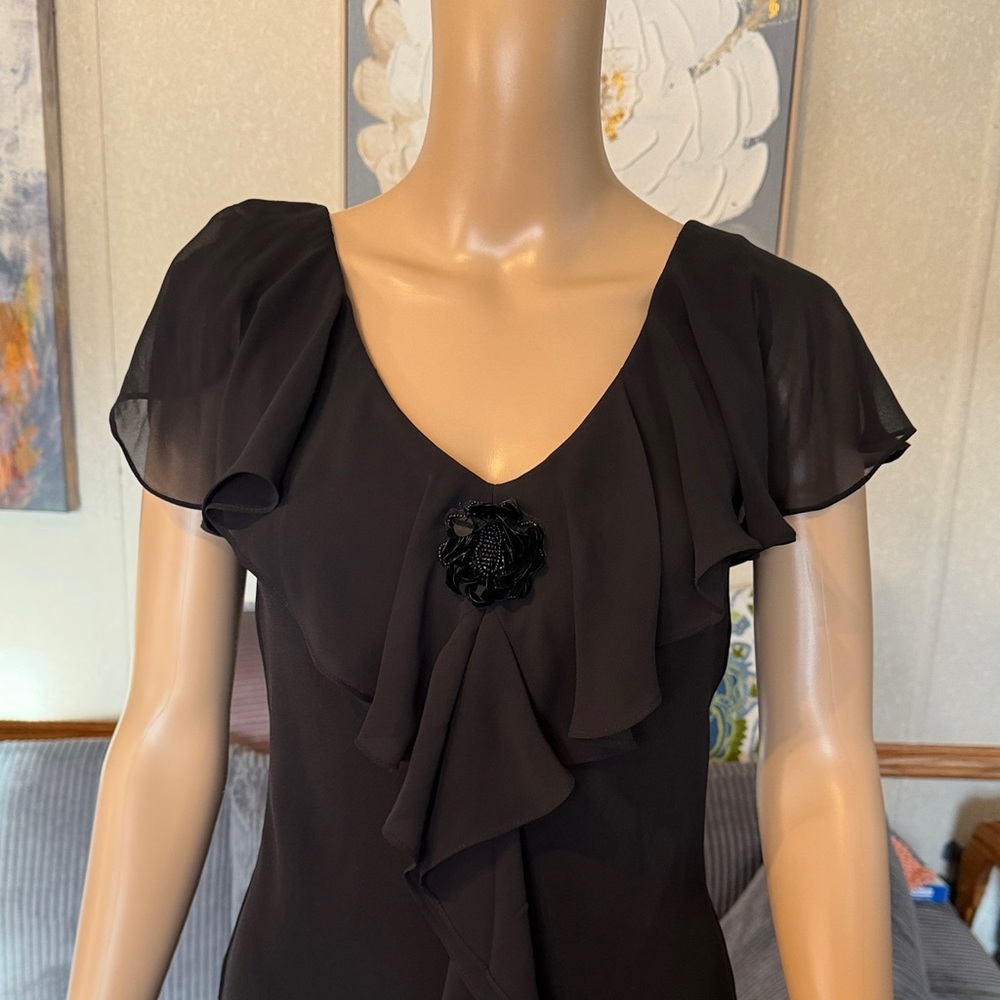Black Ruffle-Front Women’s Dress - Picture 2 of 15